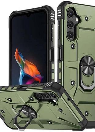 Противоударный чехол pathfinder ring для samsung a14 4g/5g- зеленый