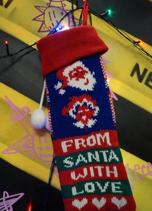 Новогодний рождественский праздничный декоративный носок на камин для подарков8 фото