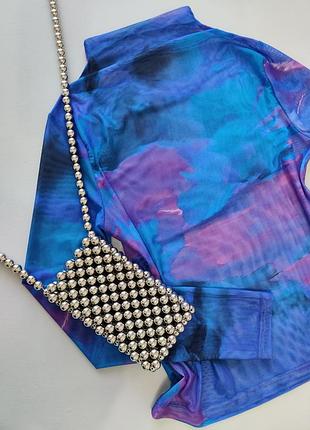 Лонгслив сеточка синяя зеленая 5