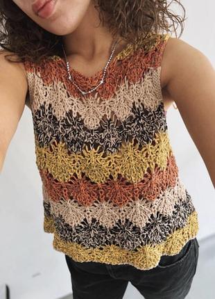 Вʼязаний ажурний топ zara, s