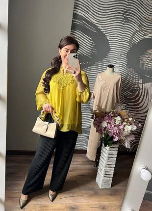 Шифонова блуза на трикотажній підкладці