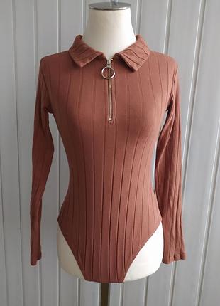 Боди в рубчик на замке поло select, 36, 8