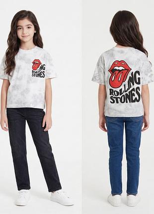 Дитяча футболка з малюнком rolling stones та принтом тай-дай