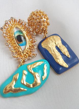 Schiaparelli серьги скимапарэлли коллекционные винтажные дизайнерские серьги асимметричные люкс бижутерия на подарок украшения