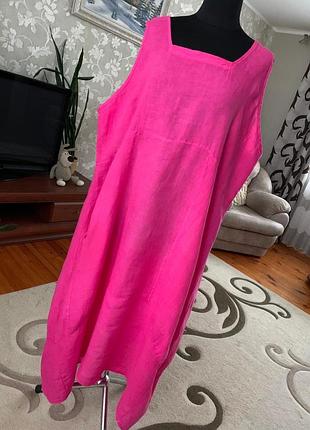 Довга лляна сукня сарафан бохо вільного крою з кишенями