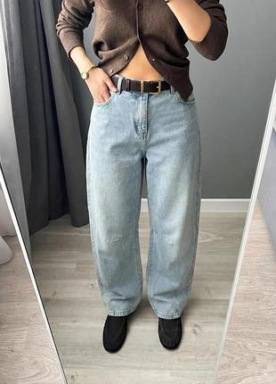 Женские джинсы багги, baggy, jeans baggy, 
женские джинсы большого размера, трендовые багги в цвете тинт, ржаво-голубой