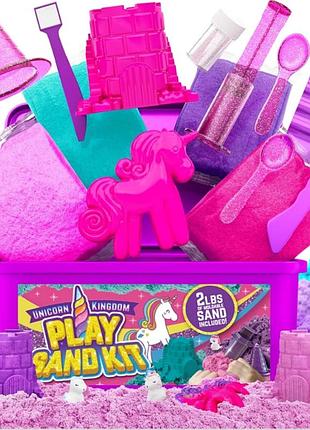 Набор для творчества girlzone unicorn kingdom sand art kit, сенсорный песок 2, 7 инструментов