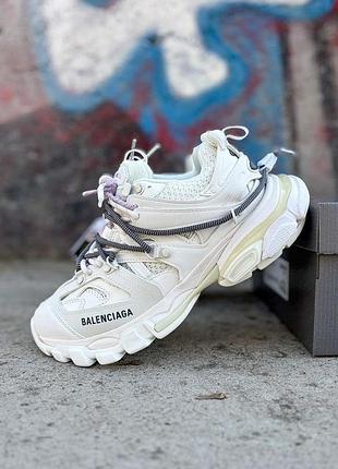 Крутезні жіночі кросівки у стилі бренду ba..lenciaga track trail laces wmns white lilac білі