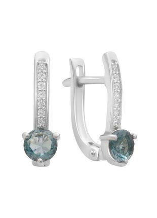 Серебряные серьги с топазом лондон блю 1.025ct (2196129)