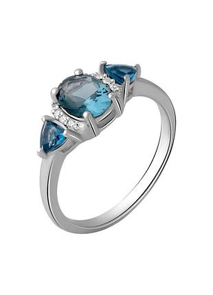 Серебряное кольцо с топазом лондон блю 1.594ct (18см размер) 2062547