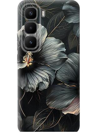 Чехол силиконовый на телефон infinix hot 60 pro+ черные цветы "6031u-4125-58250"