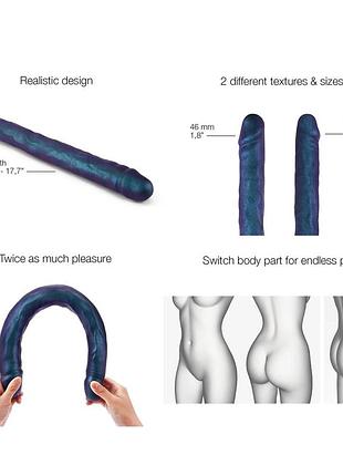 Фаллоимитатор двойной strap-on-me double dong realistic dildo - snaky metallic color 2