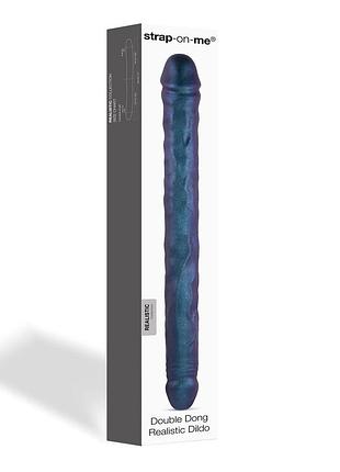Фаллоимитатор двойной strap-on-me double dong realistic dildo - snaky metallic color 3