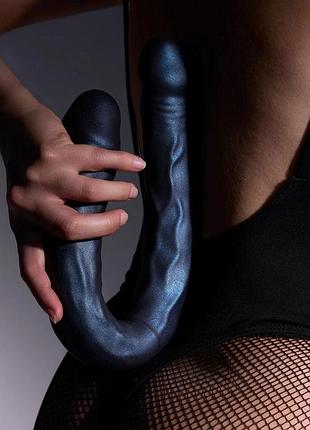 Фаллоимитатор двойной strap-on-me double dong realistic dildo - snaky metallic color 5