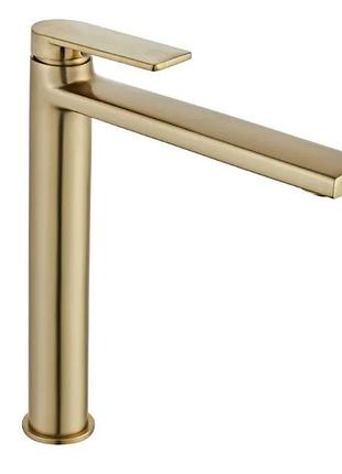 Смеситель для умывальника высокий rea verso brushed gold (rea-b6564) золотой матовый
