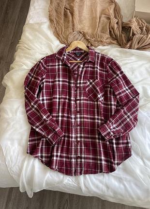 Сорочка рубашка в клітинку червона бордо