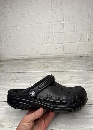 Черные утепленные crocs кроксы тапочки m8w10