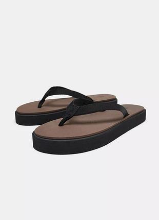 Коричневі шльопанці жіночі zara new