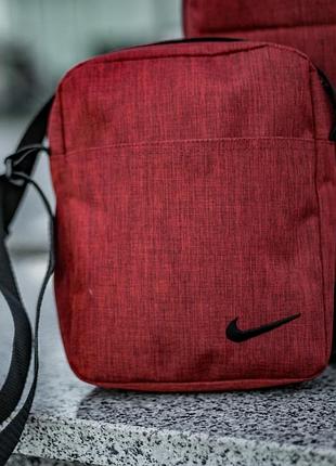 Сумка nike красный меланж борсетка мужская, сумка через плечо, сумка спортивная 2