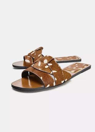 Шльопанці жіночі коричневі штучне хутро zara new