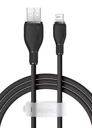 Зарядный кабель baseus 2м. usb-a/lightning 2.4а 480 mbps быстрая зарядка и передача данных (черный) арт. 08238