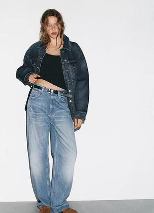 Джинси zara, прямі джинси trf з високою посадкою zara, feminine tapered, 6688/242/405