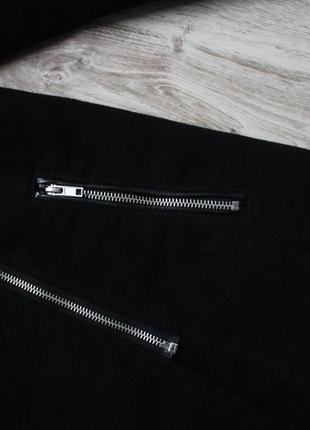 Чёрное пальто косуха о вставками из кожзама hm6 фото