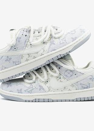 Nike sb dunk low x louis vuitton white grey