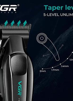 Акумуляторна машинка для стрижки vgr v-662 green, 7000 rpm, 6 насадок, led дисплей