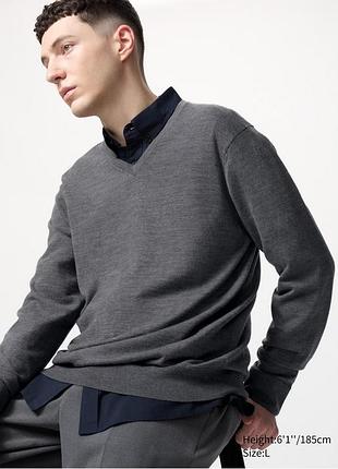 Uniqlo свитер джемпер тонкая шерсть мериноса 100% extra fine merino