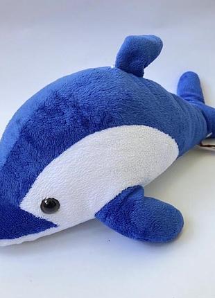 Велика мʼяка іграшка дельфін 🐬 мягкая плюшевая игрушка синий дельфин дельфинчик дельфиненок , 40 см