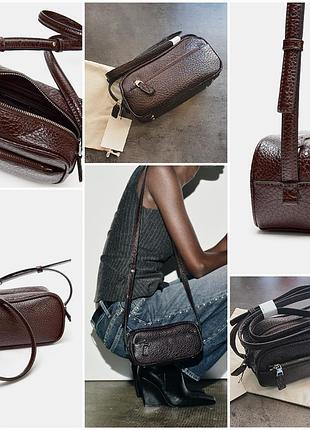 Трендова подовжена міні сумка-боулінг від zara. колір і якість супер!