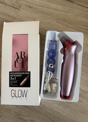 Вакуумний очищувач пор для обличчя glow derm anti-acne blackhead instrument 3-in-1