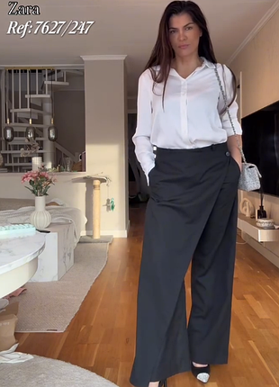 Черные в полоску брюки парео zara