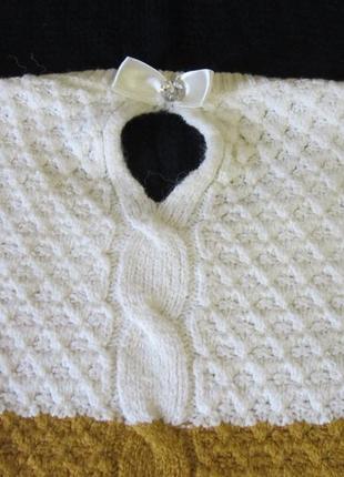 Симпатичный белый горчичный джемпер теплый свитер пуловер3 фото