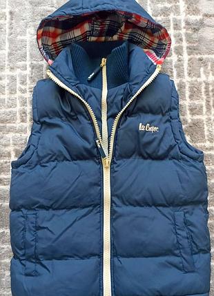 Lee cooper синяя жилетка с клетчатой подкладкой