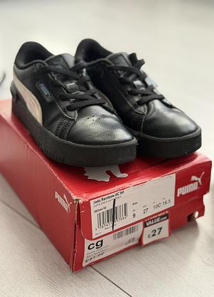 Puma чорні шкіряні кросівки для дівчинки розмір 27 розміру