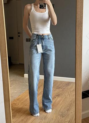 Прямі джинси zara на високій посадці 32