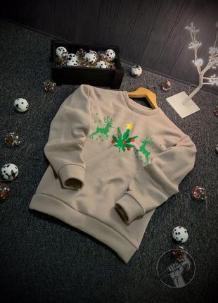 Стильный мужской новогодний свитшот кофта толстовка с оленями