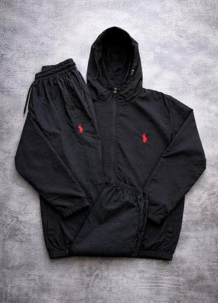 Спортивный костюм плащевка polo черный