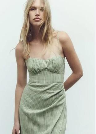 Плаття міді з льоном zara