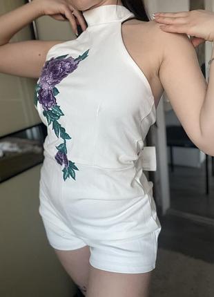 Боді missguided біле розмір 40 з квітковим візерунком, з біркою ❤️ 400 гривень
