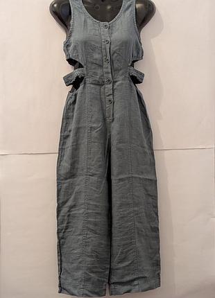 Комбинезон люльчатый для девочки zara,152,синий, лен, палаццо,джинсовый цвет, легкий, летний,палаццо,лито,широкий,свободный,прямый, прямой