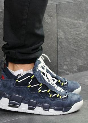 Мужские кроссовки nike air uptempo 96 темно синие с белым