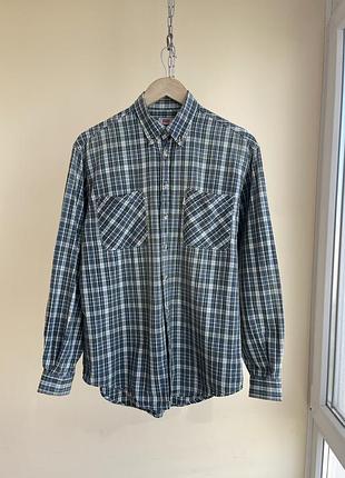 Вінтажна чоловіча картата сорочка з довгим рукавом levis white tab plaid checked button down long sleeve shirt vintage вінтаж 90х m