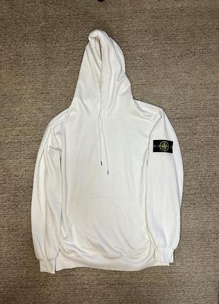 Худі stone island m білий колір