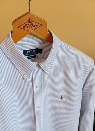 Рубашка polo ralph lauren голубая в полосе в идеале