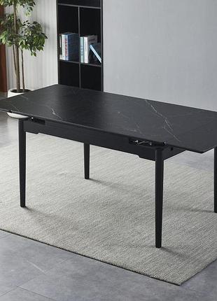 Стол bonn ii ceramic 140(200)*90 черный мат/черный каркас