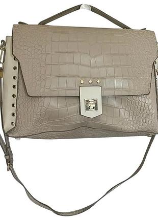 Trussardi jeans шкіряна сумка вмістка бежева через плече