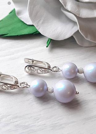 Сережки з перлами сваровські2 фото